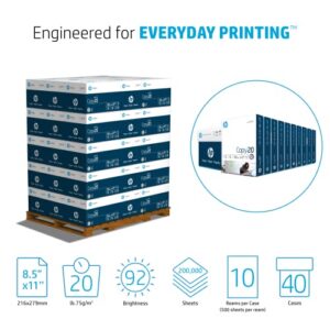 HP Papers, 8.5 x 11 Paper, Copy 20 lb, 1 Pallet, 40 Cartons – 200000 Sheets, 92 Bright, FSC Certified, 200230P