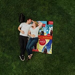 PICNIC TIME Coca-Cola Impresa Picnic Blanket, Lightweight Beach Blanket, Machine Washable, (Red and Blue)