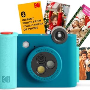 KODAK Smile+ 2-in-1 Digital Instant Print Camera & Wireless Bluetooth Photo Printer + KODAK 2″x3″ Premium Photo Paper (50 Sheets)