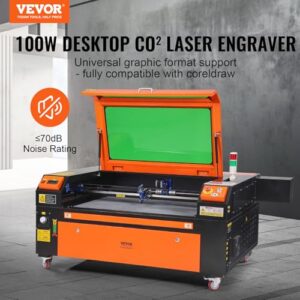 VEVOR 100W CO2 Laser Engraver, 24 x 35 in, 19.7 IPS Laser Cutter Machine with 2-Way Pass Air Assist, Compatible with LightBurn, CorelDRAW, AutoCAD, Windows, Mac OS, Linux, for Wood Acrylic Fabric More