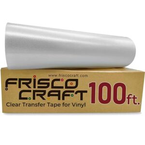 Frisco Craft C-370 Clear Transfer Tape for Vinyl, Clear Lay Flat – Medium Tac Vinyl Transfer Tape – Perfect for Self Adhesive Vinyl for Signs Stickers Decals Walls Doors Windows (12″ x 100 Ft)
