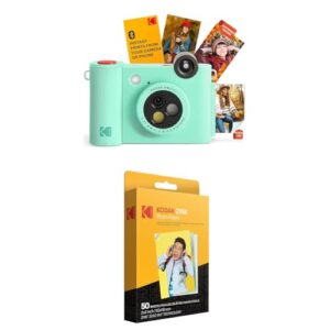 KODAK Smile+ 2-in-1 Digital Instant Print Camera & Wireless Bluetooth Photo Printer + KODAK 2″x3″ Premium Photo Paper (50 Sheets)