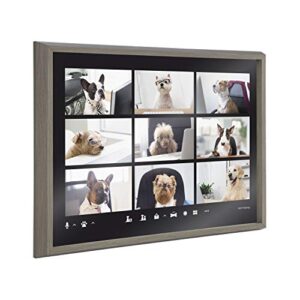 Kate and Laurel Blake Video Chat Dogs Framed Printed Glass Wall Art by The Creative Bunch Studio, 18×24 Gray, Adorable Animal Art for Wall
