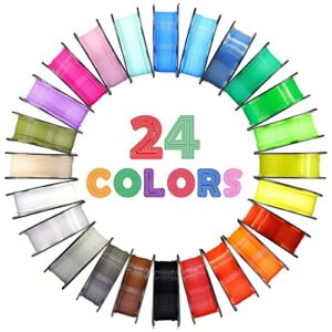 MIKA3D 24 Spools PLA 3D Printing Filament Bundle Pack, 1.75mm PLA Filament with 24 Beautiful Unique Colors, Each Spool 0.25kg, Total 6Kg 3D Printing PLA Material with Extra 3D Printer Tool