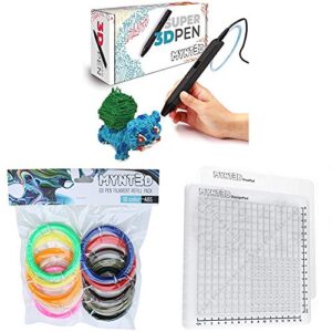 MYNT3D Super 3D Pen + 10 Color ABS Filament + DesignPad Mat Kit Bundle