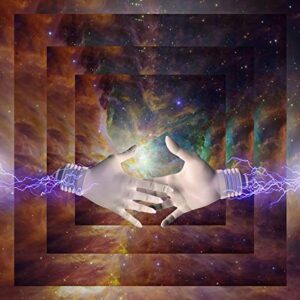 Posterazzi PSTRFF200357SLARGE Electric Hands Reaching Out Toward one Another Photo Print, 24 x 36, Multi