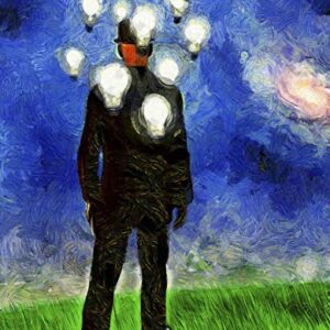 Posterazzi PSTRFF201093SLARGE Entrepreneur in Suit Stands in Field. Light Bulbs Around his Head Represents Ideas Photo Print, 24 x 36, Multi