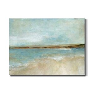 Renditions Gallery Abstract Beach Wall Art, Golden Sand and Blue Water, Beautiful Relaxing Summer Artwork, Premium Gallery Wrapped Canvas, Ready to Hang, 24 in H x 36 in W, Made in America Print