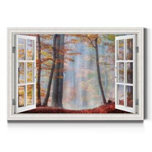 Renditions Gallery Autumn Forest Open Window Wall Art, Colorful Fall Scene, Realistic Tree Artwork, Premium Gallery Wrapped Canvas Decor, 24 in Hx36 in W, Made in America Print (AZS-WC17-40441W-R-MK)