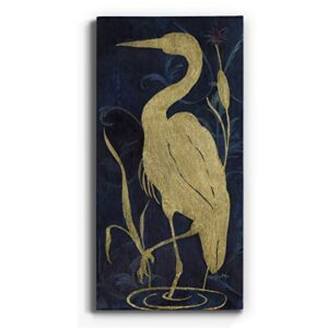 Renditions Gallery Egret on Indigo II Wall Art, Premium Gallery Wrapped Canvas Decor, Ready to Hang, 40 in H x 20 in W, Made in America Print