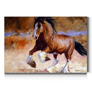 Renditions Gallery Galloping Horse Wall Art, Clydesdale, Colorful Artwork for a Tween Girl’s Bedroom, Premium Gallery Wrapped Canvas Decor, Ready to Hang, 18 In H x 27 In W, Made in America Print