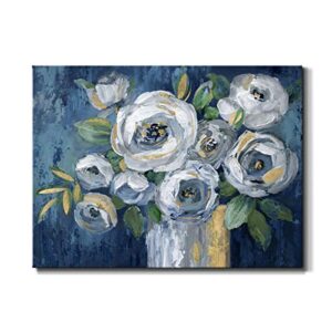 Renditions Gallery Indigo Touch of Gold Wall Art, Premium Gallery Wrapped Canvas, Ready to Hang, 24 in H x 36 in W, Made in America Print