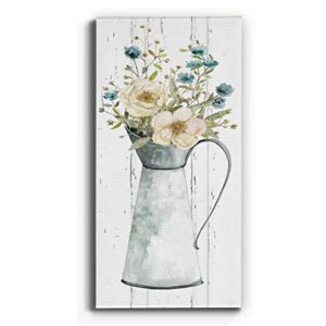 Renditions Gallery Neutral Color Wall Art, Wall Décor Canvas, Beaches, Floral, Animals, Southwestern, & Vintage Styles, Ready to Hang -Farmhouse Flower Bouquet II 20X40, Art 43017, (WC12-43017-R)