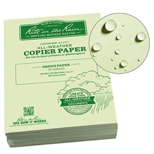 Rite In The Rain Weatherproof Laser Printer Paper, 8 1/2″ x 11″, 32# Green Colored Printer Paper, 500 Sheet Pack (No. 328511G)