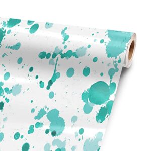 Teal Splatter 96” x 52” Vinyl Wrap Sheet for Large or Custom Items | 3M wrap DIY to Custom Skin Gear of All Types and Sizes, Including Vehicles, Boats, appliances, Furniture, ATV’s, Golf carts, Bikes
