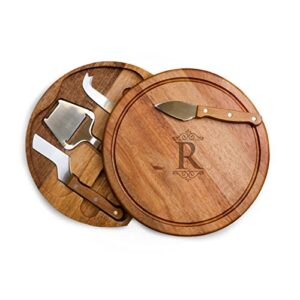 Toscana Monogram Initials R Personalized Acacia Circo Cheese Cutting Board & Tools Set