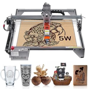 VEVOR, 5W Output Engraving Machine, 16.1″ x 15.7″ Large Working Area 10000mm/min Movement Speed, Compressed Spot with Eye Protection, Laser Cutter for Wood, Metal, Acrylic, Gray