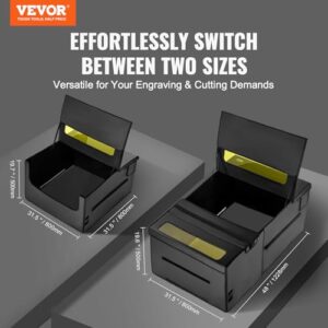 VEVOR Laser Engraver Enclosure 48 x 31.5 x 19.6, Dual-Direction Viewing, Flame Retardant and Fireproof Cover, with Exhaust Fan and Pipe, Insulates Smoke, Noise and Eye Protection, Black