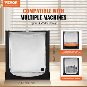 VEVOR Laser Engraver Enclosure, 3-in-1 Multifunctional 3D Printer Enclosure with LED Light & Exhaust Fan and Pipe Fully Enclosed Engraving Machine Cover Insulates Smoke, Noise