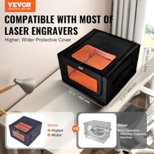 VEVOR Laser Engraver Enclosure 31.5 x 31.5 x 19.6, Dual-Direction Viewing, Flame Retardant and Fireproof Cover, with Exhaust Fan and Pipe, Insulates Smoke, Noise and Eye Protection, Black