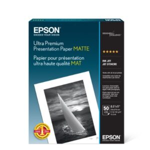 Epson Ultra Premium Presentation Paper MATTE (8.5×11 Inches, 50 Sheets) (S041341),White