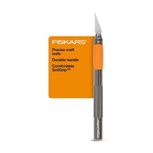 Fiskars SoftGrip Detail Craft Knife – 8″ Exacto Knife for Crafting – Multi-Use Exacto Blade Included with Protective Cover