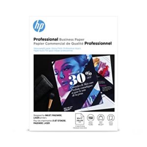 HP Professional Business Paper, Glossy, 8.5×11 in, 48 lb, 150 sheets, works with inkjet, PageWide, laser printers (Q1987A)