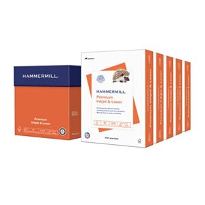 Hammermill Printer Paper, Premium Inkjet & Laser Paper 24 Lb, 8.5 x 11 – 5 Ream (2,500 Sheets) – 97 Bright, Made in the USA, 166140C