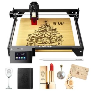Longer RAY5 5000mW Laser Engraver is an economical Machine Suitable for Beginners, App Offline Control, DIY Engraver Tool for Metal/Glass/Wood, Engraving Area of 15.7″x15.7″, Laser Class ii