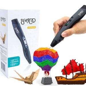 SCRIB3D Advanced 3D Printing Pen with 20 Feet of Filament, Stencil Book, and Project Guide