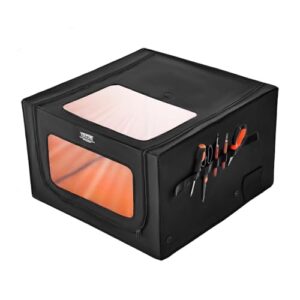 VEVOR Laser Engraver Enclosure 31.5 x 31.5 x 19.6, Dual-Direction Viewing, Flame Retardant and Fireproof Cover, with Exhaust Fan and Pipe, Insulates Smoke, Noise and Eye Protection, Black