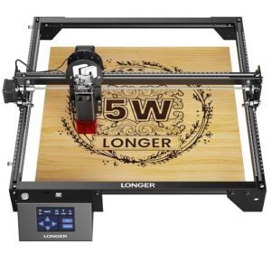 Longer Ray5 5000mW Laser Engraver, 5000mW Output Power Laser Engraver and Cutter Machine for Beginners, Higher Accuracy Laser Engraver for Wood, Leather, Acrylic, Glass etc（Laser Class ii）