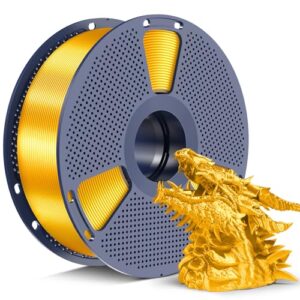 SUNLU Silk PLA+ Filament 1.75mm 2025 Upgrade Spool Compatible with Bambulab Refill Filament, 1kg(2.2lbs) PLA 3D Printer Filament, 1.75mm Dimensional Accuracy +/- 0.02mm, Gold