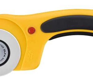 OLFA 60mm Ergonomic Rotary Cutter (RTY-3/DX) – Rotary Fabric Cutter w/Blade Cover & Squeeze Trigger for Quilting, Sewing, Crafts, Replacement Blade: OLFA RB60-1