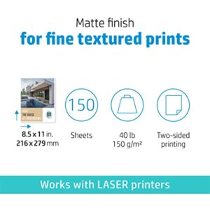 HP Enhanced Business Paper, Matte, 8.5×11 in, 40 lb, 150 sheets, works with laser printers (Q6543A),White