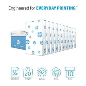 HP Printer Paper | 8.5 x 14 Paper | Office 20 lb | 10 Ream Case – 5000 Sheets | 92 Bright | Made in USA – FSC Certified | 001422C