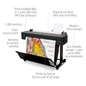 HP DesignJet T630 Large Format 36-inch Plotter Printer, with Auto Sheet Feeder, Media Bin & Stand (5HB11D) – New Model