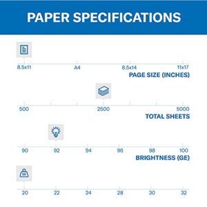 Hammermill Printer Paper, 20 lb Copy Plus, 8.5 x 11-5 Ream (2,500 Sheets) – 92 Bright, Made in the USA