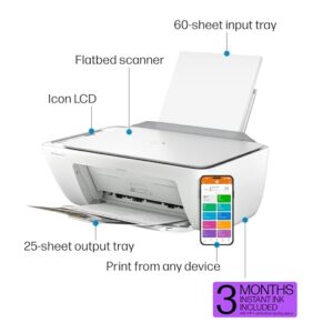 HP DeskJet 2827e Wireless All-in-One Color Inkjet Printer, Scanner, Copier, Best for Home, 3 Months of Instant Ink Included (6W7F5A)