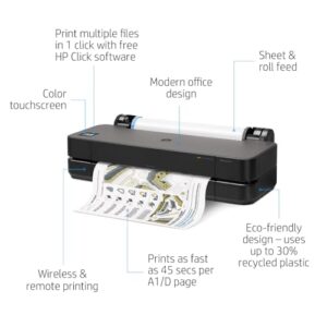 HP DesignJet T210 Large Format 24-inch Plotter Printer, with Modern Compact Design (8AG32D) – New Model