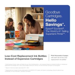 Epson EcoTank ET-2980 Wireless All-in-One Color Supertank Printer with up to 3 Years of Ink, Refillable Tanks, Perfect for Home, 15 PPM, 1.44″ Color Screen, Auto 2-Sided Printing – White