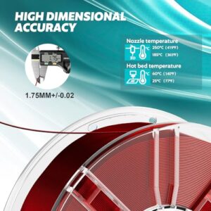 Silk PLA Filament 1.75mm Dual Color Black Red 1KG, Shiny 3D Printer Filament Dimensional Accuracy +/- 0.02mm, 1kg Spool(2.2lbs) Fits for Most FDM 3D Printers