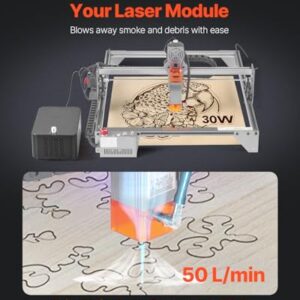 VEVOR Adjustable 50 L/min Airflow, Air Assist Pump Kit Cutter, Clear Smoke and Dust, Reduce Surface Temperature, Shield Lens, for Laser Engraver ≥ 20W, Black