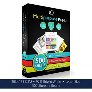 IQ Multipurpose Paper, 8.5″x11″, 20lb, 92 Bright, 200,000 Sheets, 40 Cartons, 1 Pallet (80500)