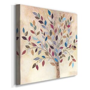 Wexford Home Square Premium Gallery Wrapped Canvas Flower Multicolor Wall Art Abstract Floral Romance Modern Pictures Print for Home Office, Ready to Hang, whimsical wood, 24×24
