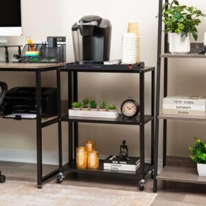 Mind Reader Rolling Cart, Rolling Cart, Microwave Stand, 3-Tier, Coffee Cart, Office, Metal, 23″ L x 12″ W x 30″ H, Black