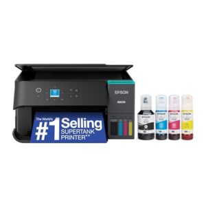 Epson EcoTank ET-2980 Wireless All-in-One Color Supertank Printer with up to 3 Years of Ink, Refillable Tanks, Perfect for Home, 15 PPM, 1.44″ Color Screen, Auto 2-Sided Printing – Black