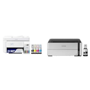 Epson EcoTank ET-4800 Wireless All-in-One Cartridge-Free Supertank Printer & EcoTank ET-M1170 Wireless Monochrome Supertank Printer with Ethernet Plus 2 Years of Unlimited Ink*,White