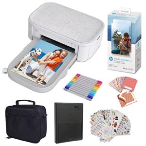 HP Sprocket Studio Plus 4×6” Instant Photo Printer – Bundle: Photo Album, Markers, Photo Paper, and Stickers.,White