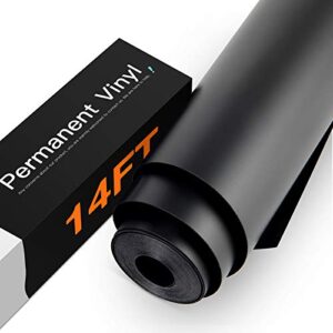 HTVRONT Black Permanent Vinyl – 12″ x 14 FT Permanent Adhesive Black Vinyl Roll Compatible with Cricut Cutting Machine, Silhouette, Cameo Cutters, Signs, Scrapbooking, Craft, Die Cutters (Matte)